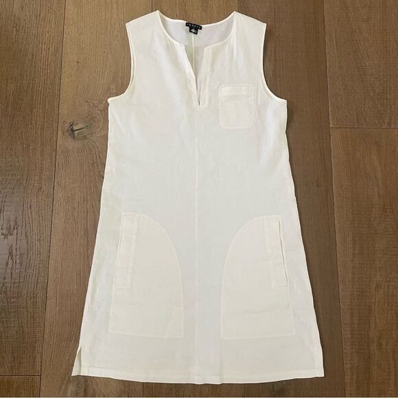Theory Linen Blend Shift Women's Mini Dress Minimalist Beach Casual (Size 6) - Picture 10 of 13